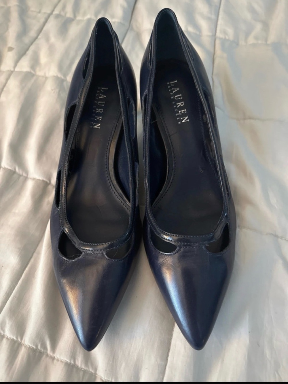 Lauren Ralph Lauren Navy Pointed-Toe Cutout Heels 9